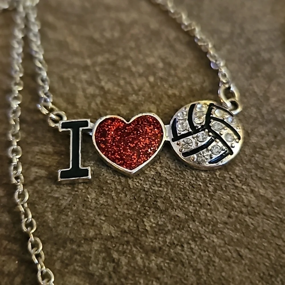 3/$30 I Love Volleyball Chain Necklace - Picture 3 of 4